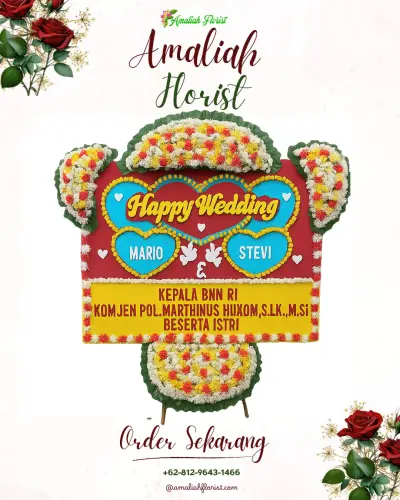 Karangan Papan Bunga Pernikahan di Kedokanbunder
